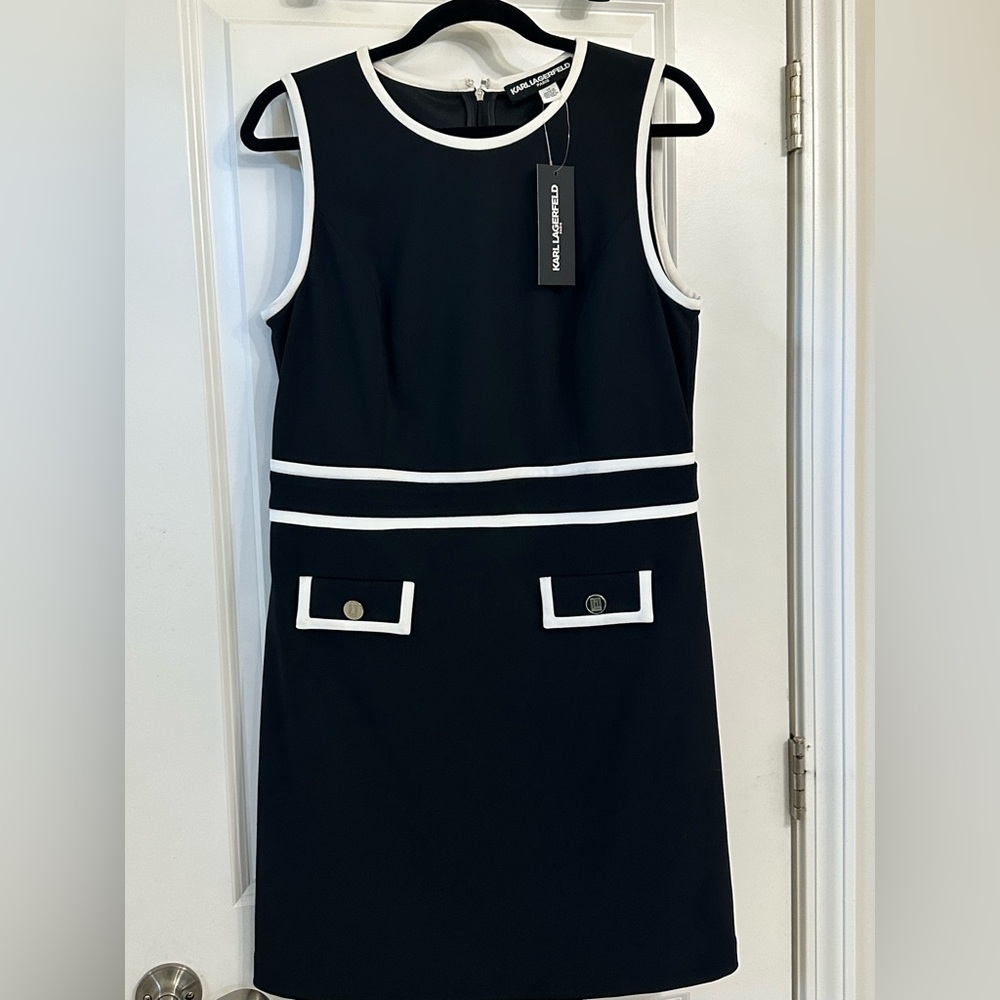 Karl Lagerfeld Black and White Sleeveless Dress
